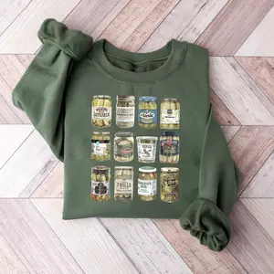 Canned Pickles Graphic Sweatshirt, Viral Pickle Lovers Canning Pullover Hoodie For Men & Women