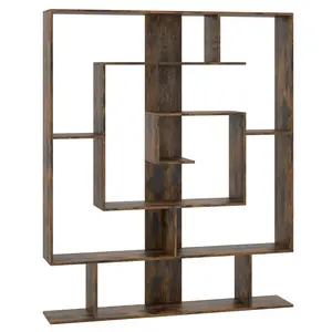 COSTWAY - 7-Tier Bookshelf  Open Display Shelf Rack for Home Office-Rustic Brown