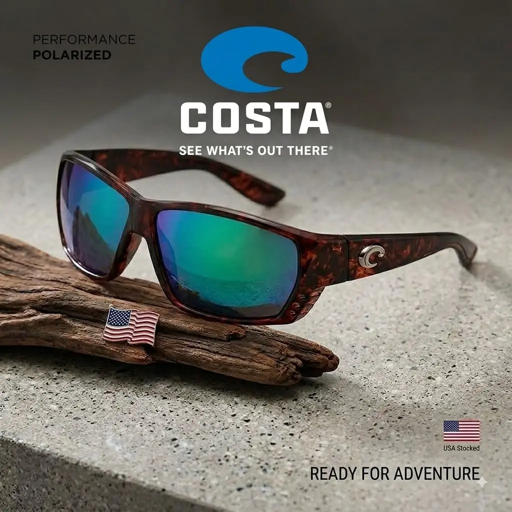 Costa Polarized Sunglasses for Men and Women, Tortoiseshell Frame with Blue Green Mirrored Lenses, Outdoor Fishing and Driving Eyewear