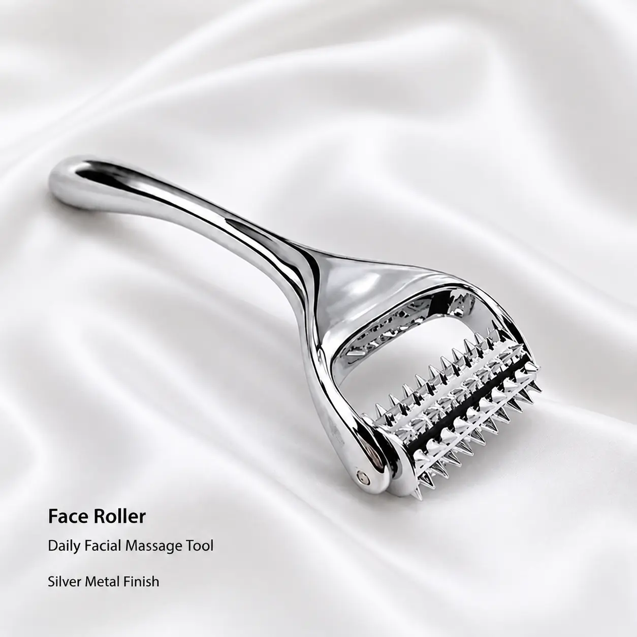 Metal Derma Roller Facial Massage Tool, Zinc Alloy Spiked Roller Massager, Anti-Aging Skin Lifting Face Roller for Home Skincare, Wrinkle Reduction & Skin Absorption Booster