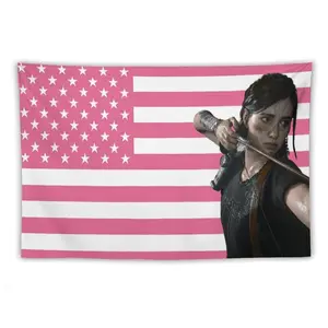 Ellie | Pink Flag | The Last of Us Tapestry | Gaming Room Decor | Post-Apocalyptic Art | Ellie Merch，unique gift