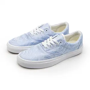 Chinese-Style Wave Pattern Low-Top Sneakers | Sizes 36–48 Available! Light blue jacquard design with a fresh feel, street-style skate aesthetic dialed up to 11—versatile casual streetwear that’s perfect for going out. Breathable canvas upper + wear-resist