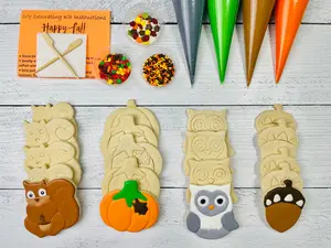 Fall Cookie Decorating Kit, Fall DIY Cookie Kit, ***INCLUDES 24 ITEMS***** Zoom Party Favors, Assorted Shaped Cookie Kit!
