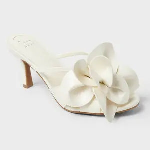 Women's Lillian Flower Mule Heels with Memory Foam Insole - A New Day