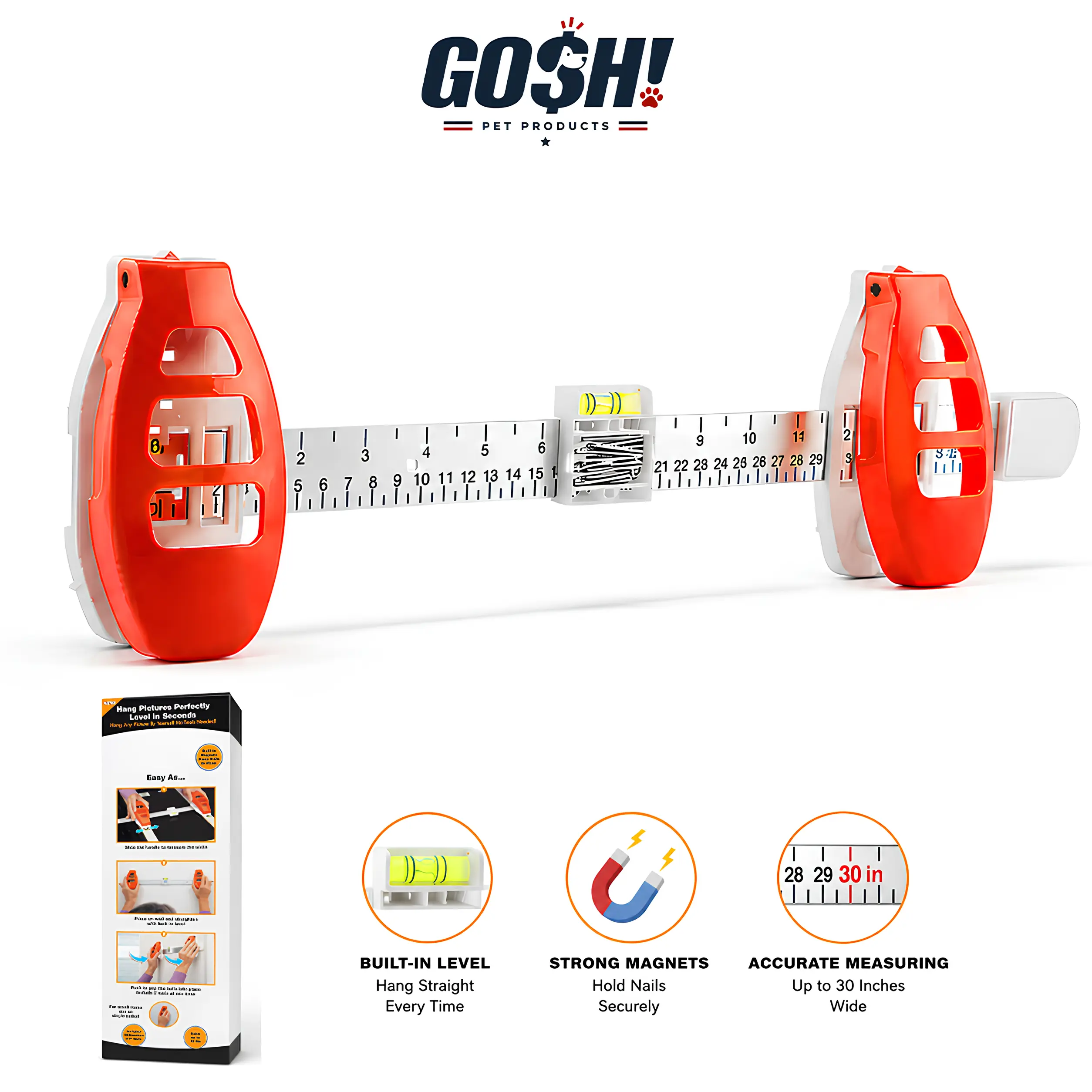 3-in-1 Professional Multifunctional Picture Hanging Set Kit with Built-in Level, Magnetic Ruler, Tools, Gadgets for Easy Wall Decor Alignment, Straight Wall Art Installation, Multifunctional Toolkit Toolbox Set Heavy Equipment Kit