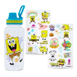 SpongeBob SquarePants Happy Laugh Flowers Twist Spout Water Bottle & Sticker Set SpongeBob SquarePants Happy Laugh Flowers Twist Spout Water Bottle & Sticker Set