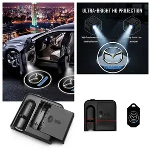 4-Pack Mazda Logo Car Door LED Welcome Projector Lights, Compatible with Mazda 3/Mazda 6/CX-5/CX-30 Series Vehicles, Peel-and-Stick Non-Destructive Drill-Free Waterproof Courtesy Lights, Led Car Accessories