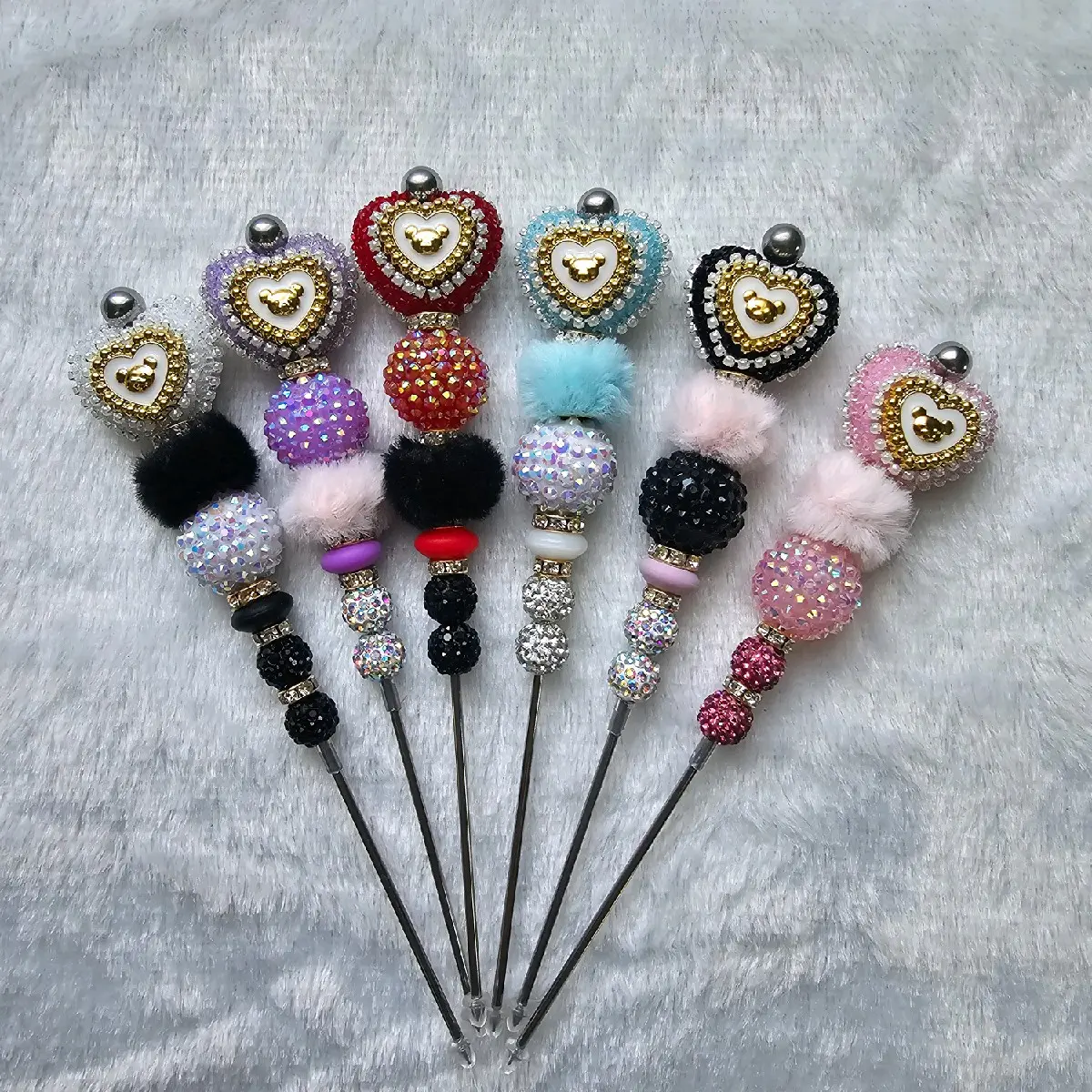 Multifunctional Handmade Stainless Steel Beaded Weeding Tool for Crafts Bear Heart