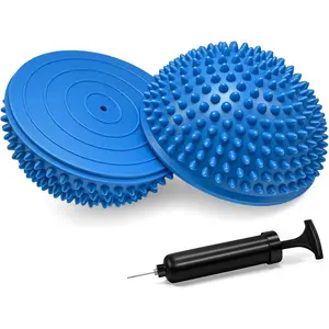 Wobble Cushion Set for Sensory Kids and Balance Training - Disc Plus 4 Pods, Board With Pump, Inflatable Stepping Pads for Adults