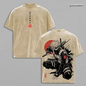 Kakashi Hatake T-Shirt, Naruto Anime Vintage Washed Tee, Sharingan Ninja Graphic Shirt, Oversized Japanese Streetwear, Dark Aesthetic Manga Top, Unisex Casual Anime Fashion AZ9 0WE