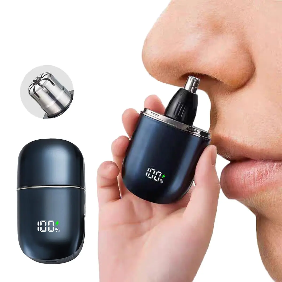3-In-1 Eyebrow Beard Nose Trimmer Waterproof, Twist-Off Washable Head, Painless Men's Facial Grooming Kit