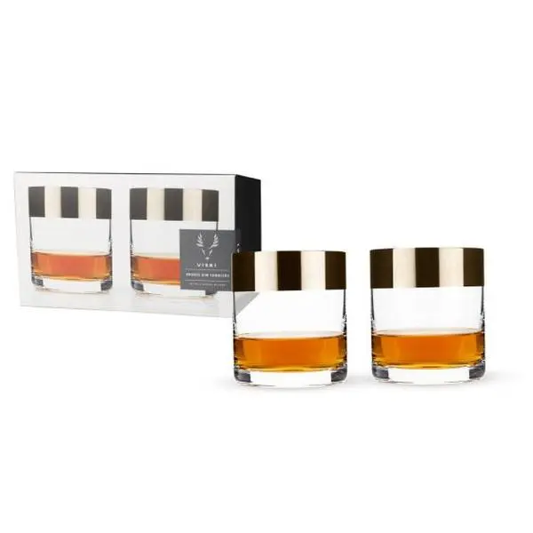 Bronze Rim Crystal Tumblers by Viski®