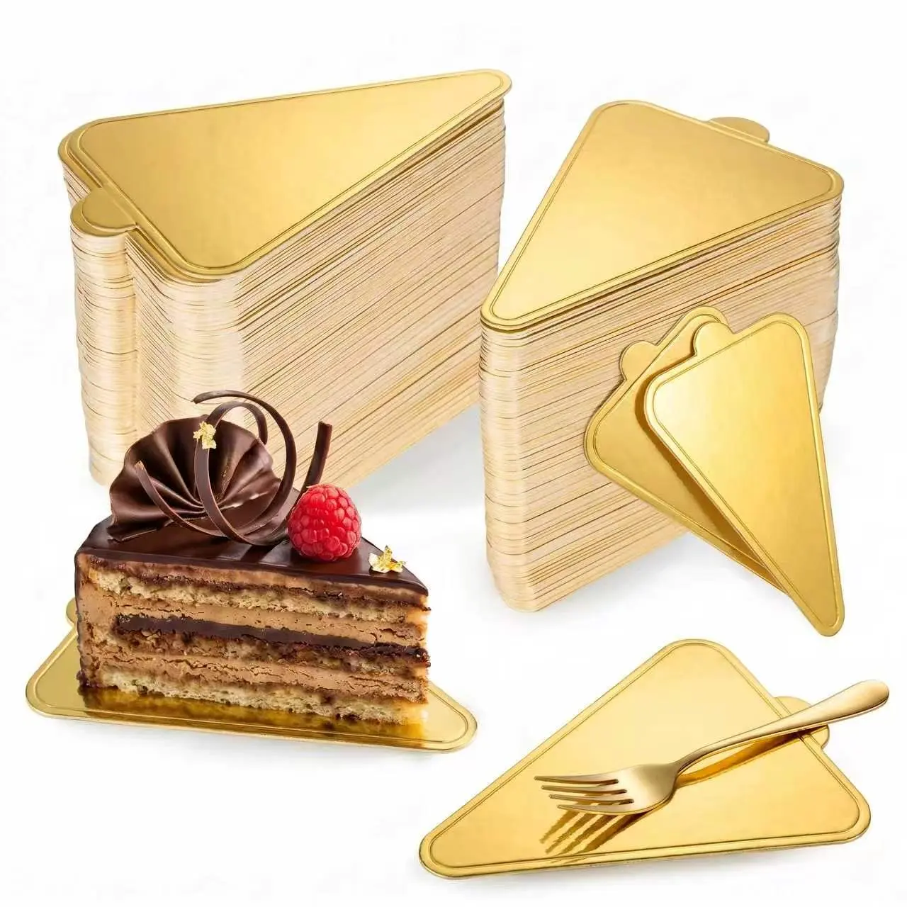 50 Pcs Triangle Mini Cake Bases Gold Cake Boards, Golden Mousse Cakes Cardboard Cakes Bases for Cupcakes Slices,Treats, Cheesecake,Dessert, Pastry Base