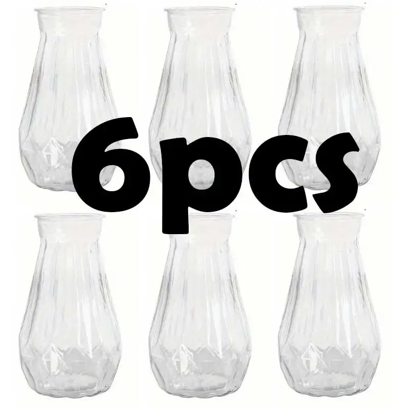6Pcs Diamond Style Transparent Plastic Vase, High Quality Unbreakable Decorative Vase Set for Home Wedding Table Centerpiece Decoration