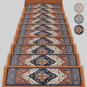 Non-Slip Carpet Stair Treads for Wooden Steps Set of 15 Pack 8" X 30" Indoor Stair Resistant Runners Rugs Safety Mats for Dogs, Kids & Elders, Stairway Grip Step Treads Red