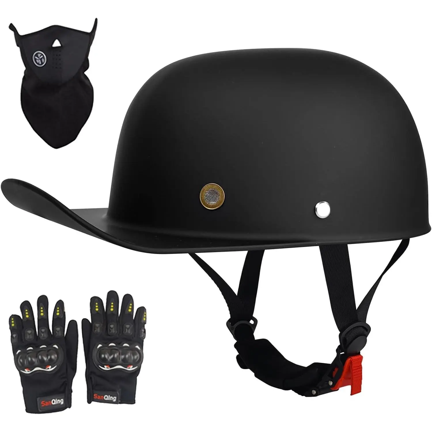 Baseball Motorcycle Helmet - Half Helmet Motorcycle Men Women for Bike  Cruiser Chopper Moped Scooter with Gloves and Masks, Dot Approve - TikTok  Shop