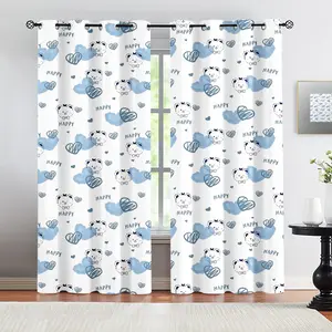 Set of 2 blackout curtains featuring a cute panda design, perfect for children's and teenagers' bedrooms in European and American styles. Easy to install, with a light-blocking rate of 50%–70%.
