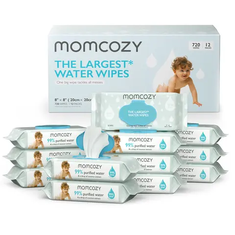 Momcozy Extra Large Baby Wipes for Babies and Kids - Unscented, Cleansing, and Moisturizing Infant Wipes - Safe and Gentle for Baby’s Sensitive Skin - Perfect Portable Gift for Moms and Convenient Travel Companion for Families-B