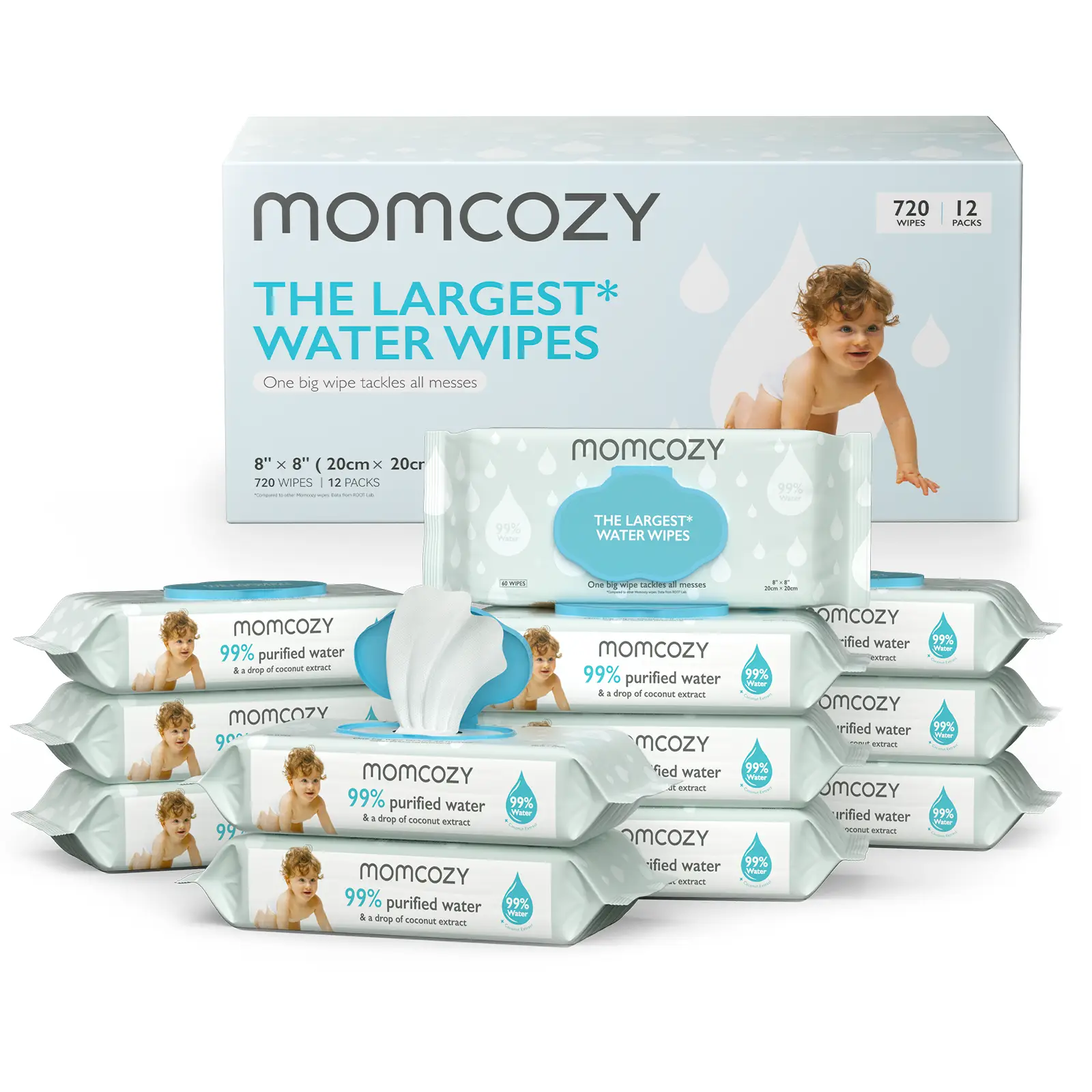 Momcozy Extra Large Baby Wipes for Babies and Kids - Unscented, Cleansing, and Moisturizing Infant Wipes - Safe and Gentle for Baby’s Sensitive Skin -