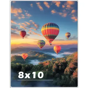 8 x 10  Picture Frame, Horizontal/Vertical Clear Photo Frame for Wall with Tape, No Drilling Floating  Frameless Picture Frame, Wall Mount Sign Holder 8x10 for , School, Office