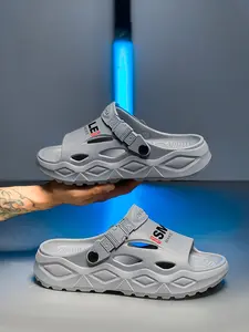 Men's Sport Slides, Adjustable Strap Non-Slip Eva Sandals, Breathable Open Toe Slippers for Outdoor Walking & Casual Wear