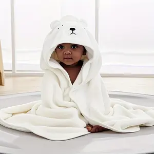 A Super Absorbent Microfiber Baby Bath Towel, Suitable for Infants Aged 0-2 Years, Featuring a Hood, Soft And Comfortable, with a Cartoon Design, Machine Washable, Perfect for Baby Bathing