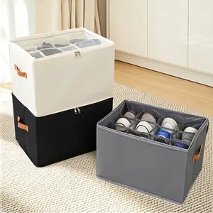 UFORU Closet Shoe Organizer, Fabric Storage Boxes with Clear Lids, Adjustable Dividers for Custom Storage, Collapsible Space-Saving Bins, Holds 8-16 Pairs - Perfect for Back-to-School Season