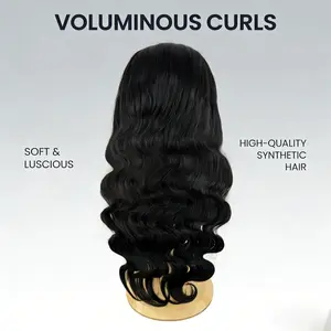 30 Inch Long Wavy Wig Voluminous Curls Soft Synthetic Hair for Glamorous Hairstyle