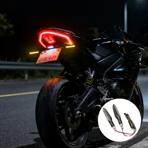 2PCS Motorcycle LED Turn Signal Light Universal Amber Flowing Blinker Indicator Motorcycle Flashing Light Tail Lamp