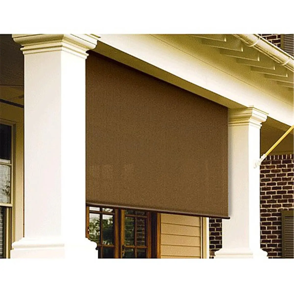 212 MAIN Select Series 8ft x 6ft Roll-Up Exterior Window Sunshade - Mocha Knitted Fabric, UV Light Filtering Sun Roller Blinds, Net Curtain Window Compatible, Double Cooling Factor, Car Exterior Accessory