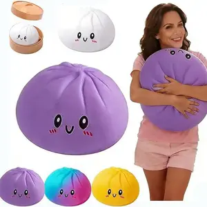 Viral Super Size Squishy Steamed Bun with Realistic Steamer, XL Slow Rebound Flour Ball ASMR Fidget Toy, Aesthetic Desk Decor Squeeze Toy for Stress Relief, Jumbo Soft Steamed Stuffed Bun Prank Gift for Adults Kids, Taba Style Sensory Toy 2026