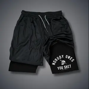 [Viral] 80s 90s Double-Layer Sports Shorts Graphic Shorts Black Camo Streetwear Shorts Men Outfits Men Vacation Outfits Shorts