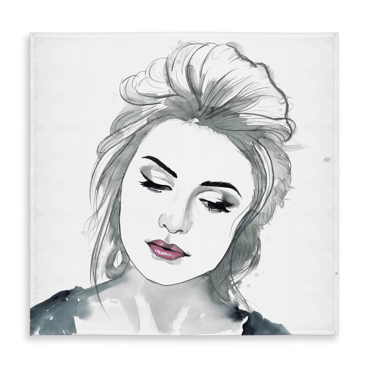 Begin Home Decor C1TC5858HO6B28 58 x 58 in. White Bohemian Figurative Tablecloth - Watercolor Delicate Woman