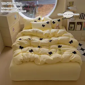 Bowknot Pattern Bedding Set, 3 Counts/set Including 1 Count Duvet Cover & 2 Counts Pillowcase, Soft Comfortable Bedding Set for Home Bedroom