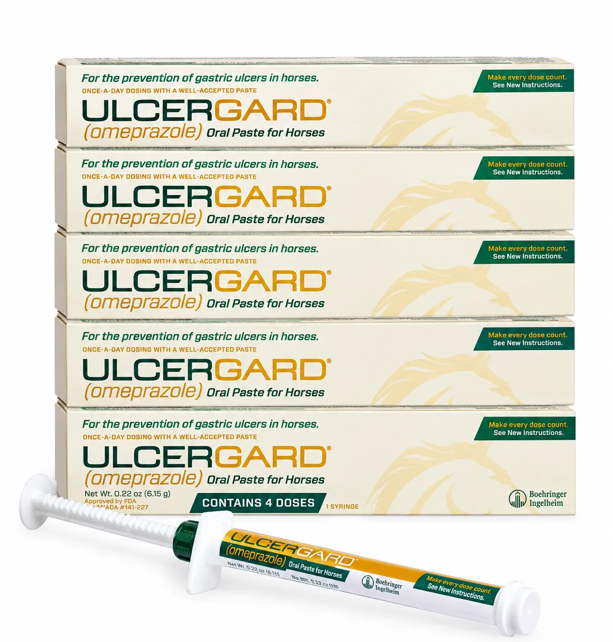 Ulcergard Paste,(Omeprazole) Oral Paste for Horses 6.15g Each (Pack OF 6)