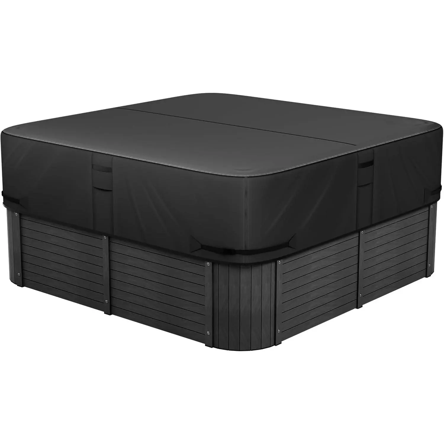 Spring new arrivals Outdoor Hot Tub Cover, 90 x 90 x 20 Inch Weatherproof and Waterproof Hot Tub Cover Protector, 600D Heavy Duty Oxford Fabric and 950N Tearing Strength, Square Spa Covers for Hottub, Black