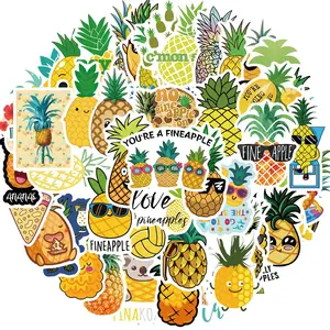 Pineapple Pattern Sticker, 50pcs/set Waterproof Self Adhesive Decor Paper, Decor Sticker for Gift Greeting Card Water Bottle Laptop Phone, Ornaments
