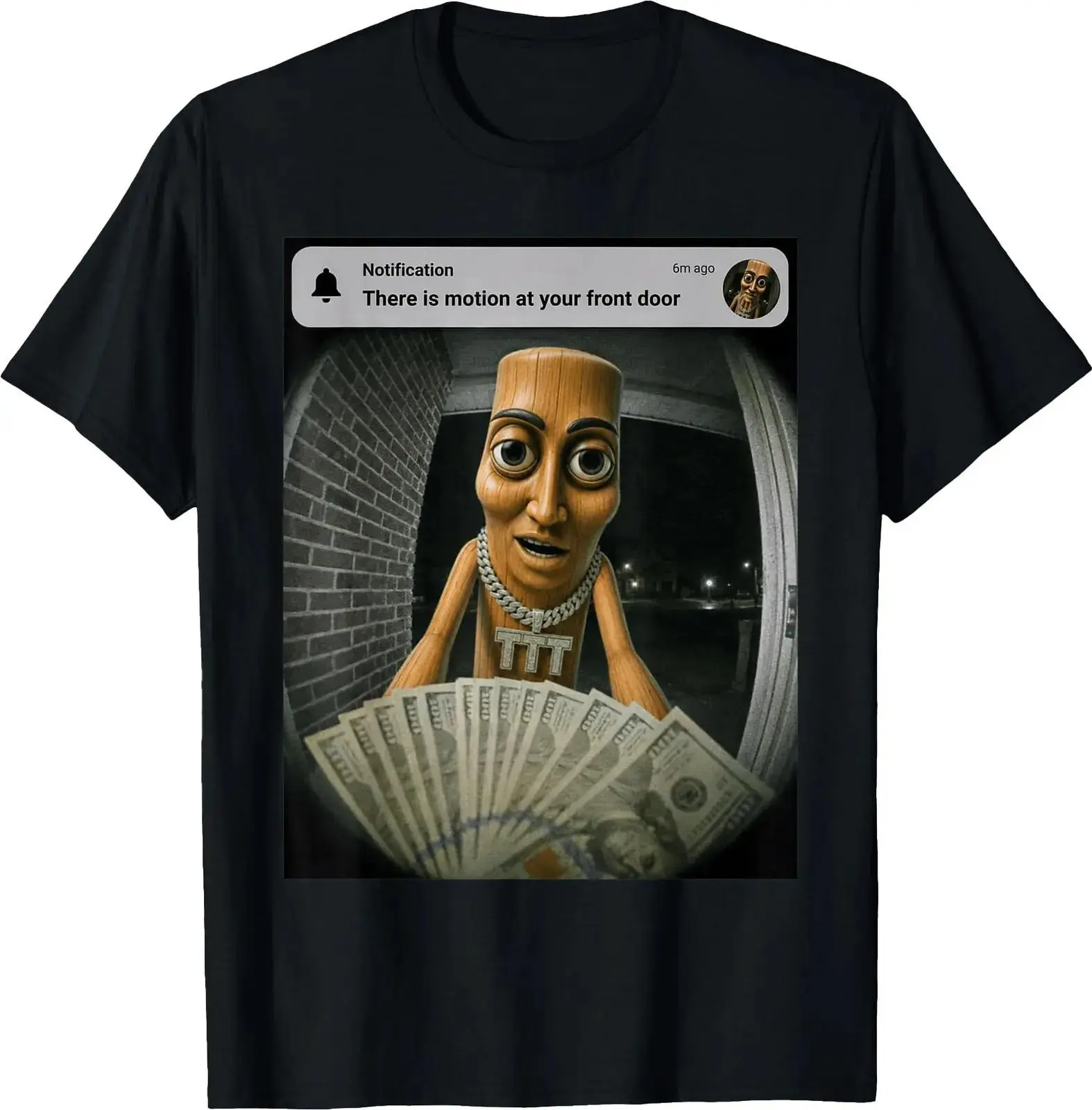 Tung Tung Tung Sahur Triple T Motion at Your Front Door Brainrot Meme T-Shirt