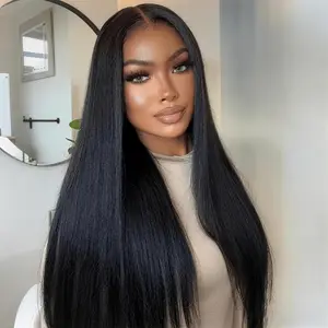 Mscoco V Part Yaki Straight Human Hair Wig Edges Protective 180 250 Density Natural Scalp SpringStatements