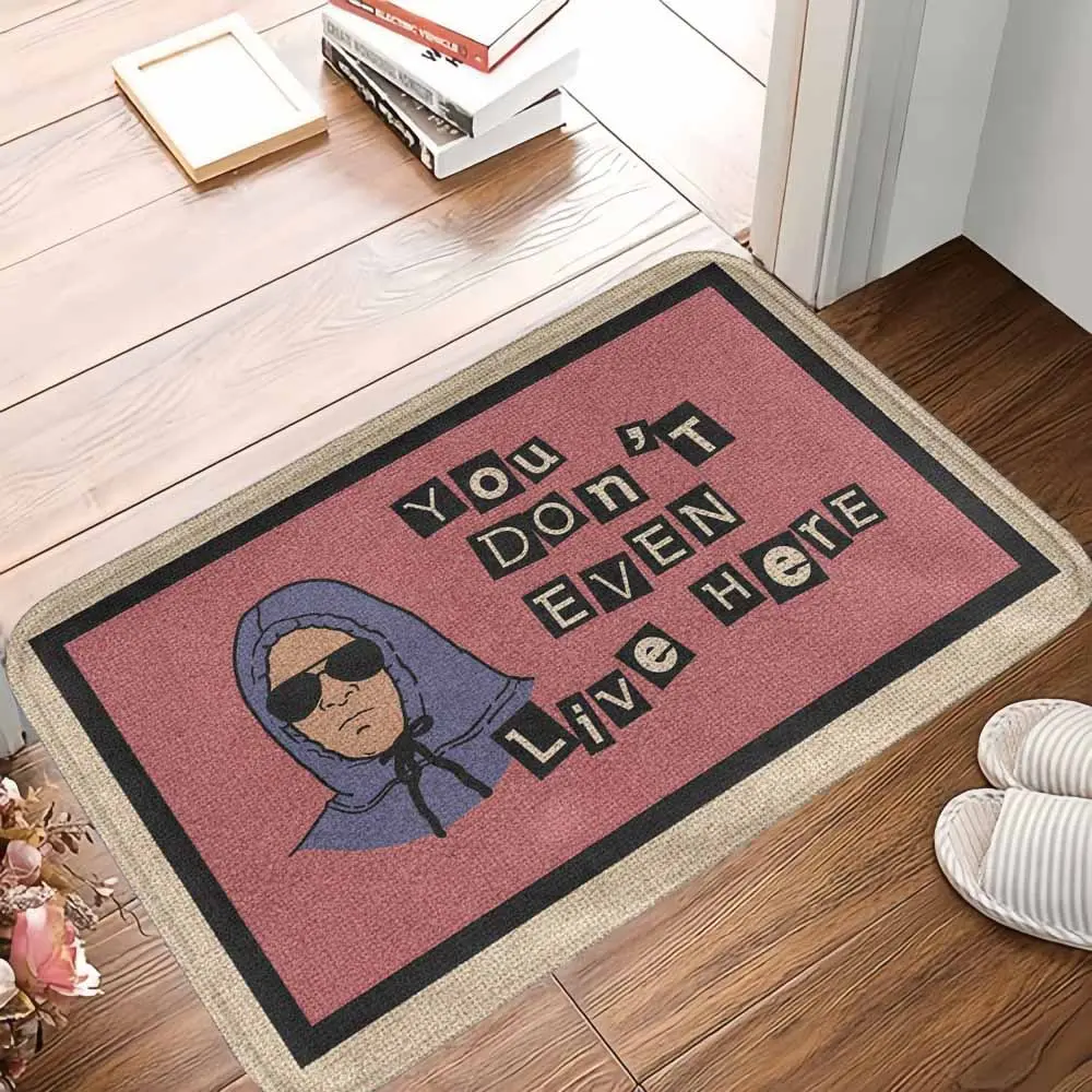 Funny Introvert Non-Slip Doormat, "You Don't Even Live Here" Quote Print, Breathable Absorbent Indoor Entry Rug, Durable Machine-Washable Welcome Mat for Apartment Decor, Front Door,back to school,dorm essentials,home decor,home essentials