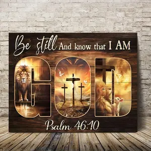 1pc Framed Painting Bible Verse Canvas Posters And Prints Wall Art Pictures With Frame For Living Room & Bedroom, Home Decoration, Festival Gift For Her/Him, Ready To Hang, Wooden Wall Art