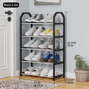 5-tier Multi-Layer Metal Shoe Rack ,Space Saving Shoe Organizer for Entryway Bedroom Closet  Hallway, Easy Assembly, Durable Versatile Freestanding Shoe Shelf, Large Capacity Footwear Storage Solution