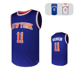 Men's #11 Brunson Blue Basketball Jersey Crew Neck Mesh with Striped Trim Embroidered Letter&Number Sleeveless Sport Top for Casual & Game Wear summervibes gym clothing