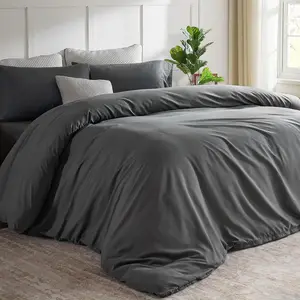 Oversized King Duvet Cover 120"x120", 1 Piece Extra Large Ultra Soft Microfiber Grey Super King Duvet Cover for All Season Zipper Closure 8 Corner Ties Grey 120x120 inch