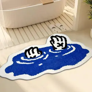 Fresh Ripple Water Mat, Modern Minimalist Design, High-Quality Imitation Wool Fabric, Anti-Slip and Durable for Bathroom or Kitchen, Floor Mat