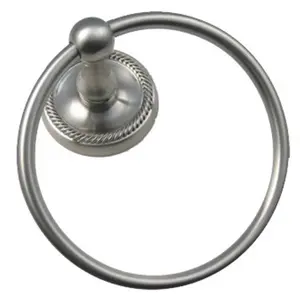 Ring Rusticware Riverside Satin Nickel Towel Ring - Bathroom Organizing Accessories with Interchangeable Plate, Traditional Rope, Towel Holder Bathroom