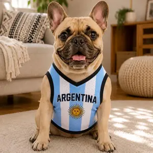 Personalized Football Pet Soccer Jersey, Soccer Outfit for Dogs Cats, Argentina Football Shirt Name Number, Cute Puppy Sportswear V9B