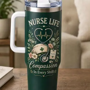 Nurse Life 40oz Tumbler, Nurse Gift for Women, RN Travel Mug, Compassion Nurse Cup, CNA Appreciation Gift