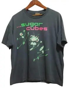 Bjork The Sugar Cubes basic black 90s Heavy Cotton T-shirt One Side Unisex Cotton Menswear Top Tee