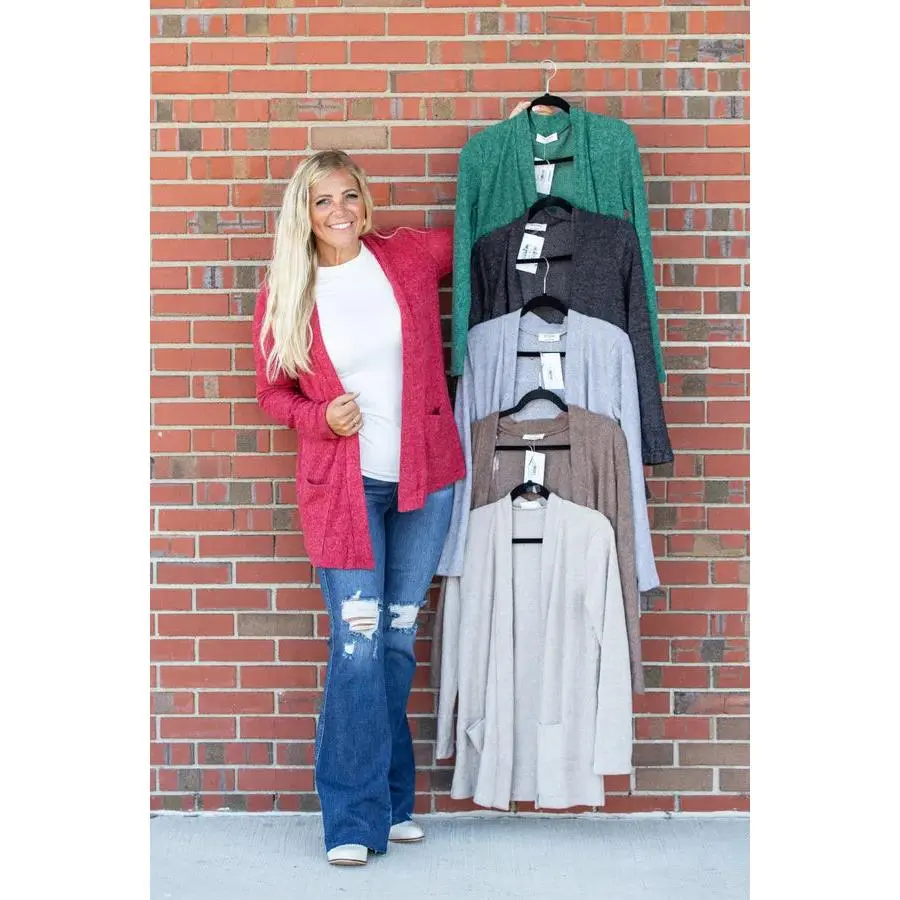 Women's Basic Holding Me Close Cardigan - Polyester-Spandex-Rayon Blend, Ideal for Daily Wear
